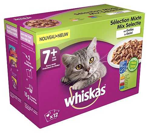 Whiskas kattenvoer Senior Mix in Gelei <br>12 x 100 gr